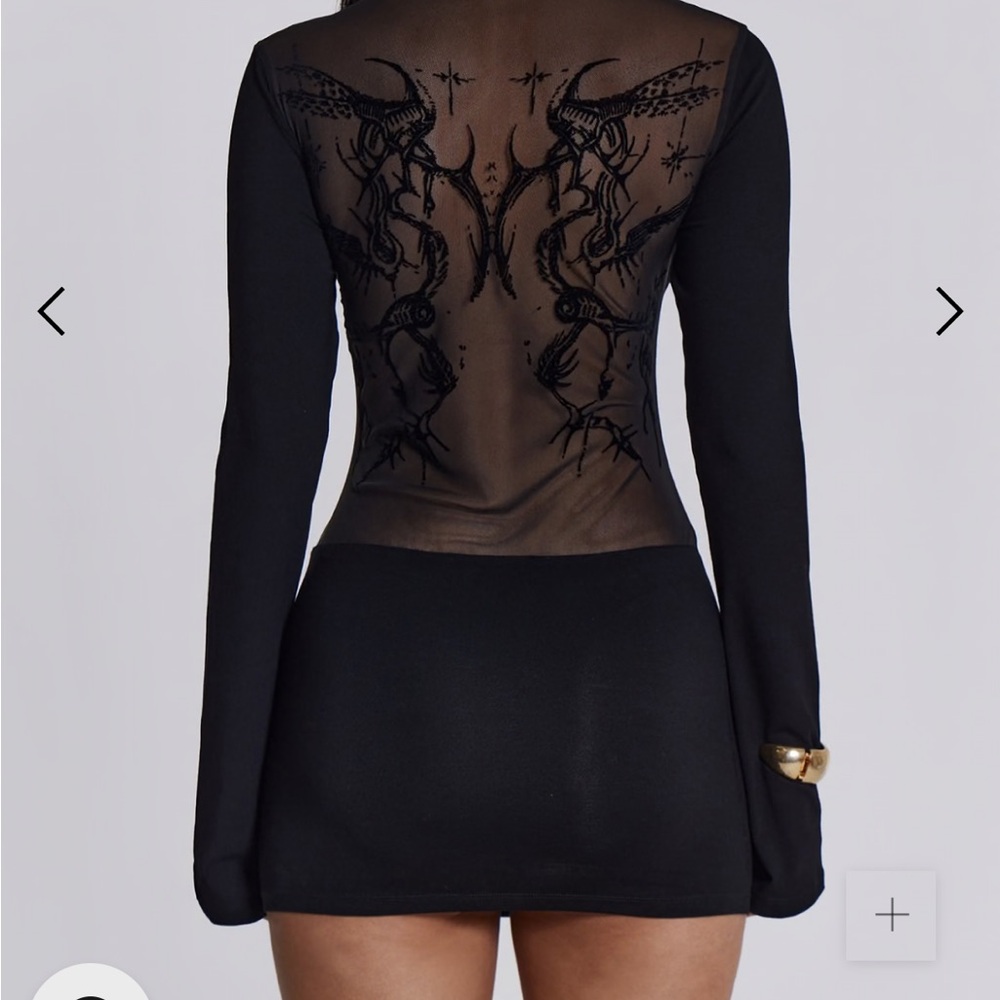 Jaded London Black Wings Mesh dress